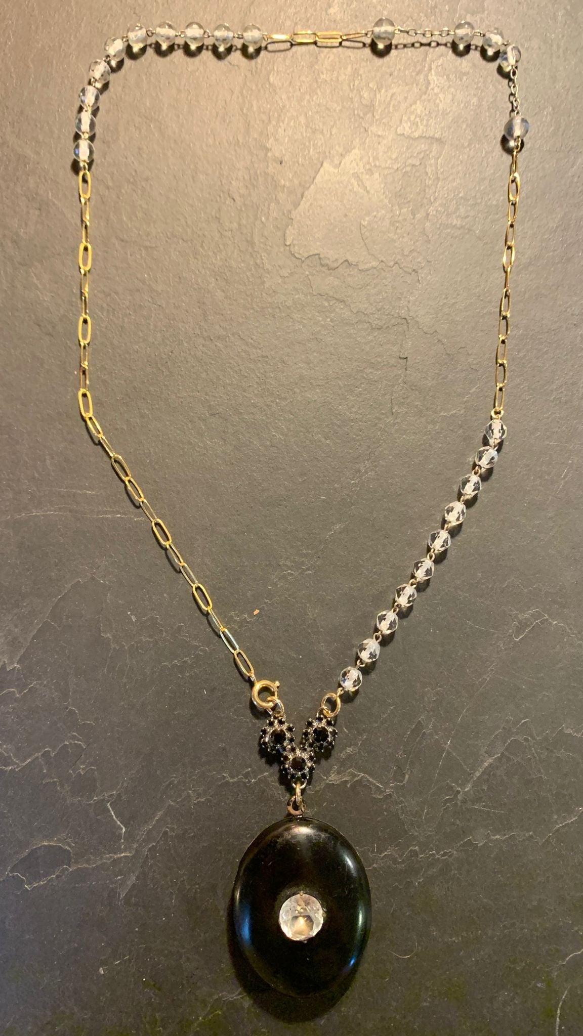 Bliss Paris Necklace Black secret Medallion from the 20s