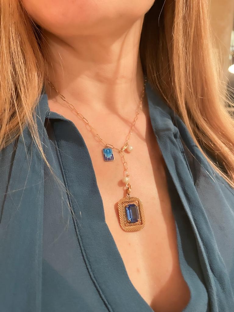 Bliss - Blue Art Deco Necklace