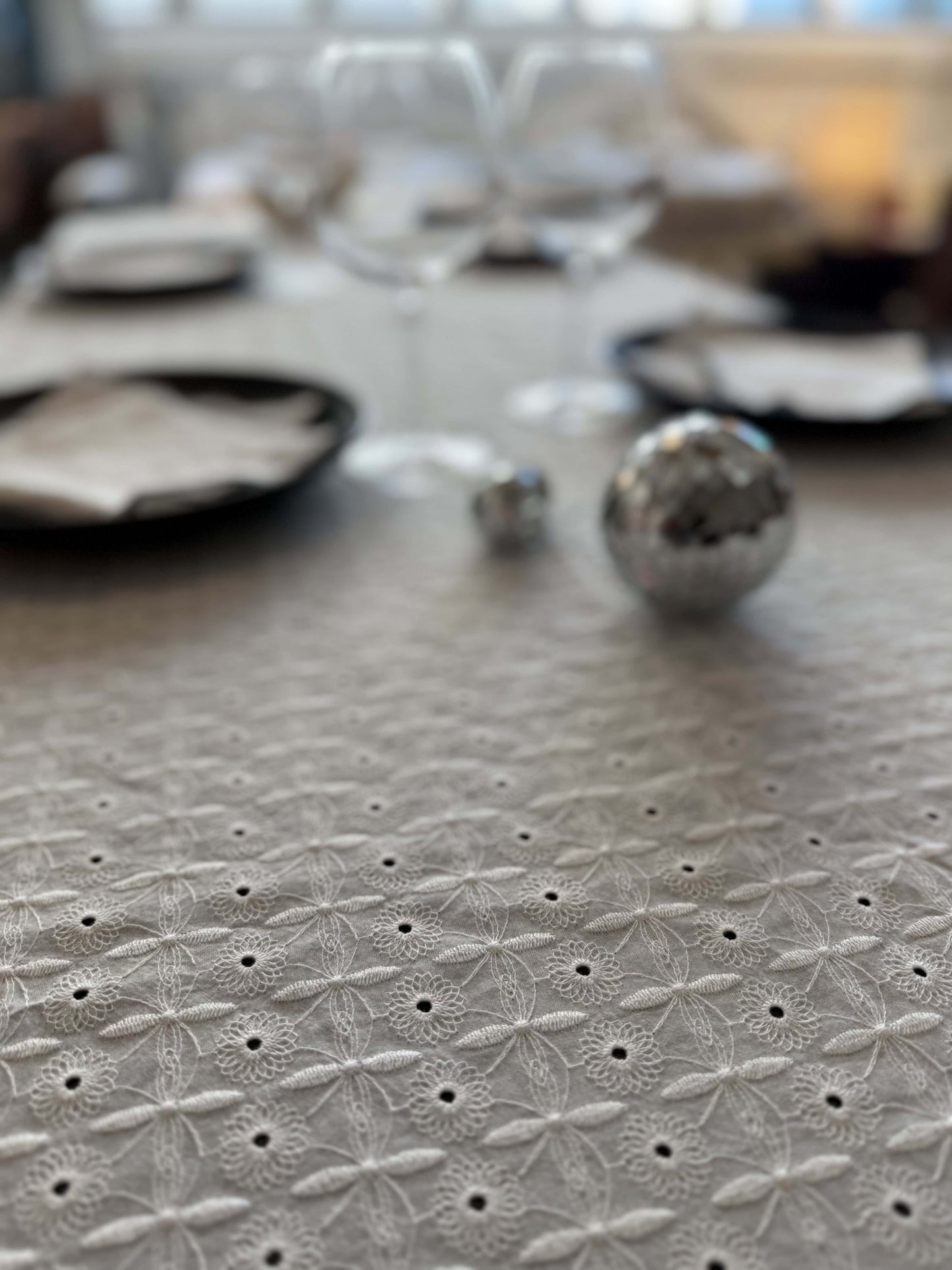 Table cloth Lace & embroidery Margot Cotton