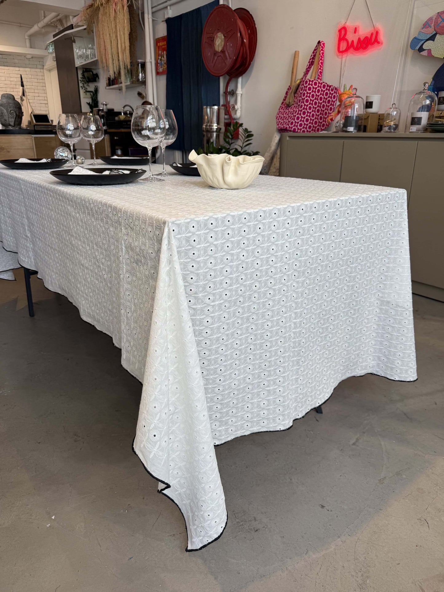 Table cloth Lace & embroidery Margot Cotton