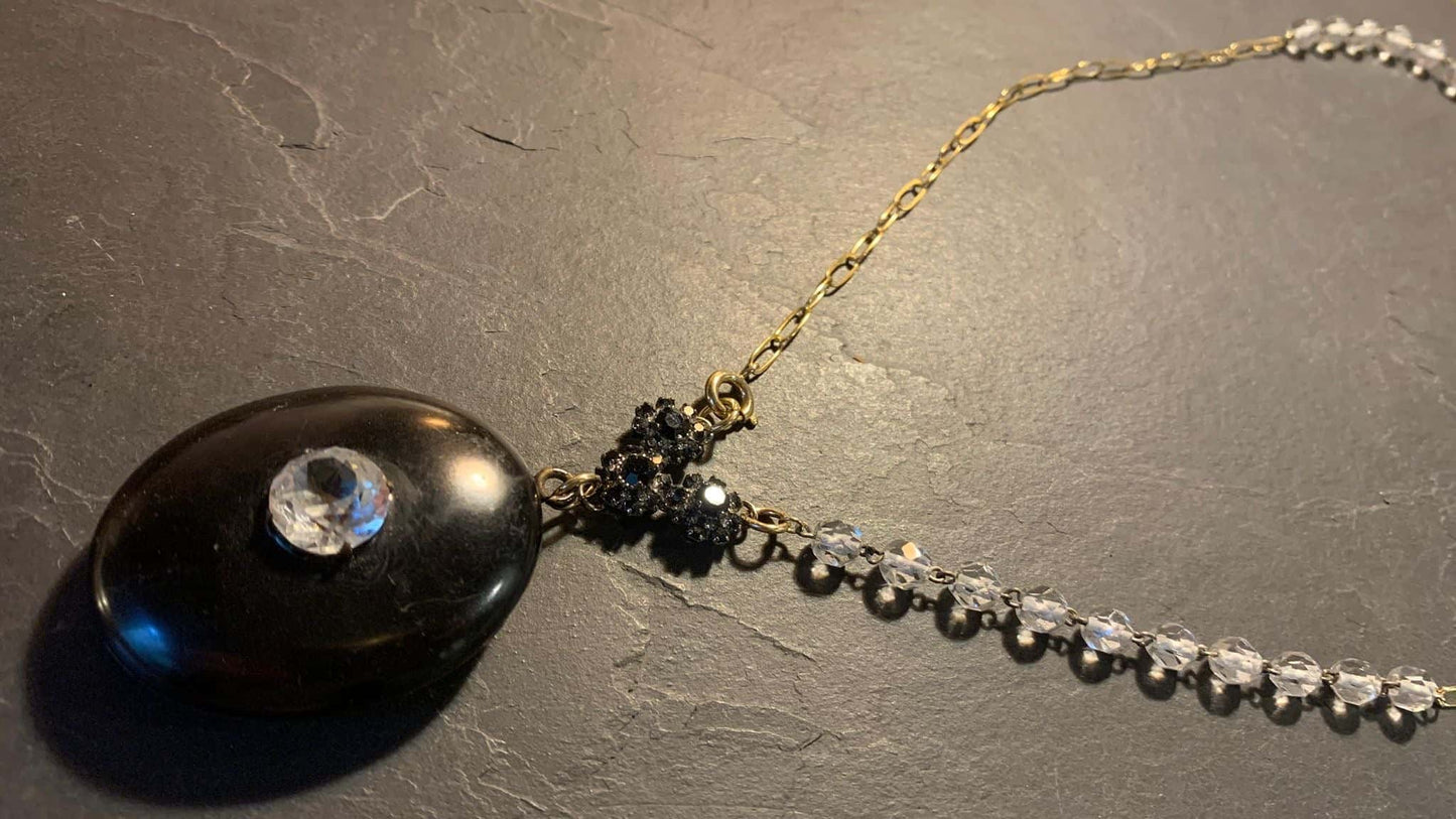 Bliss Paris Necklace Black secret Medallion from the 20s