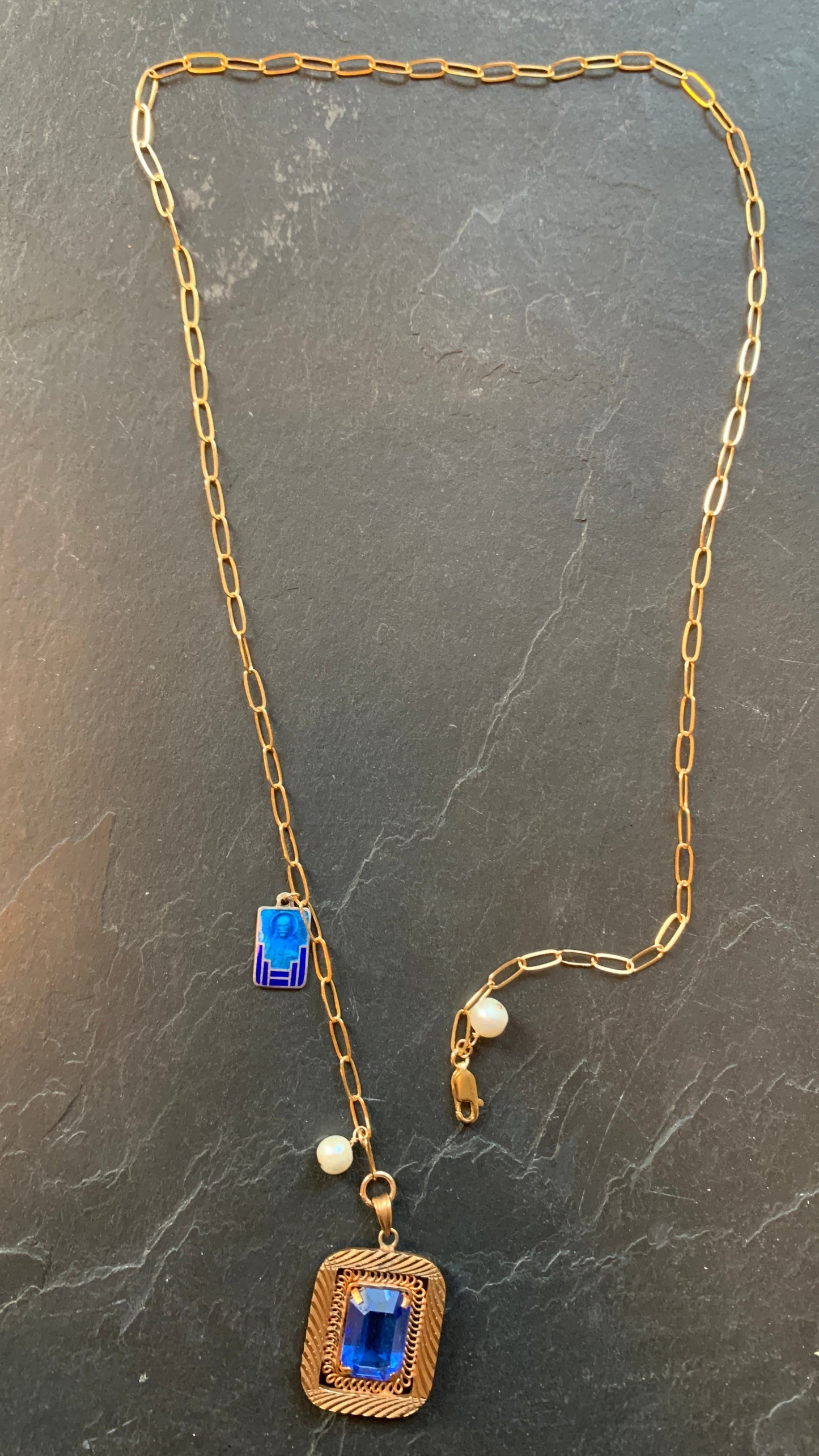 Bliss - Blue Art Deco Necklace