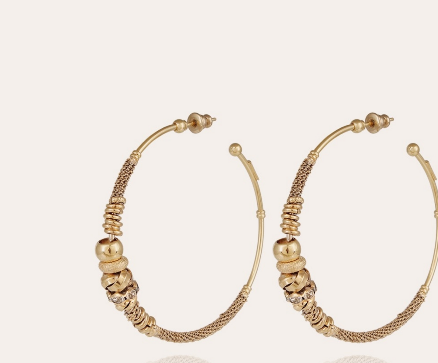 Gas Bijoux Zizanie strass hoop earrings gold