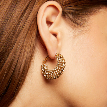 Gas Bijoux Izzia strass earrings small size gold