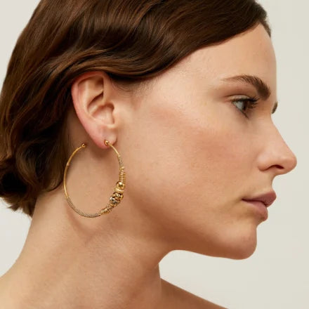 Gas Bijoux Zizanie strass hoop earrings gold